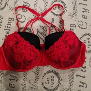 Size 42DD - Red and Black Demi Cup Bra